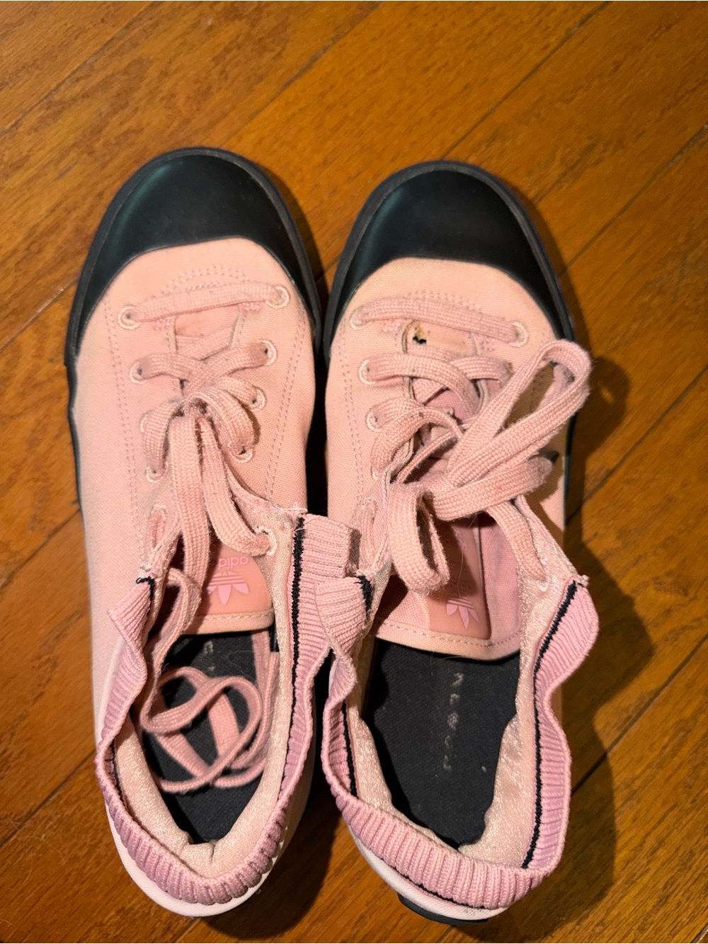 adidas Karlie Kloss colab Platform Pink Canvas Sneakers with Black toe cap